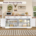 63" Buffet Cabinet with Storage, Large Sideboard Buffet Cabinet with 2 Adjustable Shelves and 4 Doors, Modern Farmhouse Coffee Bar for Kitchen, Living Room, White