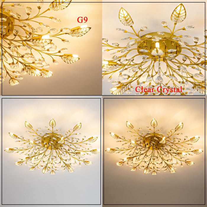 Crystal Luster Ceiling Light Chandelier Semi Flush