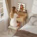 Compact Vanity Desk With Hollywood Mirror Lighting