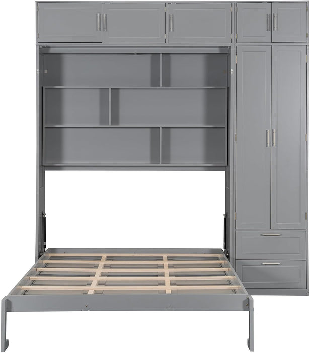 Queen Size Murphy ConvertiblePlatformBed GrayFinish