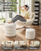 Round Set of 2 Sherpa Storage Ottoman Stool Boucle Vanity Stool Footstool with Removeable Lid Load up to 440 Lbs for Livingroom Bedroom White UASND68W