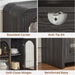 65" Sideboard Buffet Cabinet with Arched Glass Doors, Dark Gray | Modern Wood Sideboard, Spacious Storage Credenza, Adjustable Shelves, Living Room Accent Cabinet, Dining Room & Entryway Use