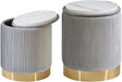 round Storage Ottoman Set of 2 Ottoman for Dorm Vanity Stool with Storage Velvet Footstools End Table Boucle Ottoman for Home Organization Gray UWBD016G