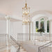 Gold Multilayered Cage Chandelier For Elevated Ceilings