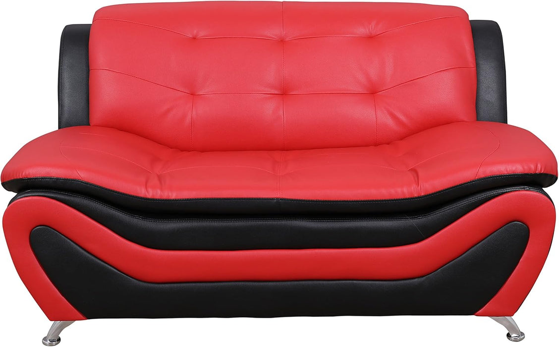 Aldo ((3 Piece) Modern Sofa Set, Black/Red