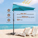 9 FT Solar Half Patio Umbrella with 25 LED Lights, Half Outdoor Umbrella with Button Tilt, Half round Table Umbrella for Deck, Backyard, Balconies, Decks, Rvs, UV Protection (Aqua Blue)