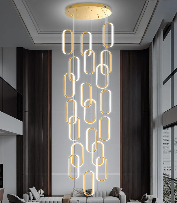 20 Ring Modern Chandelier Glam Chandelier LED Dimmable for Staircase Enterway Ceiling Chandeliers for Villa Foyer Living Room Gold
