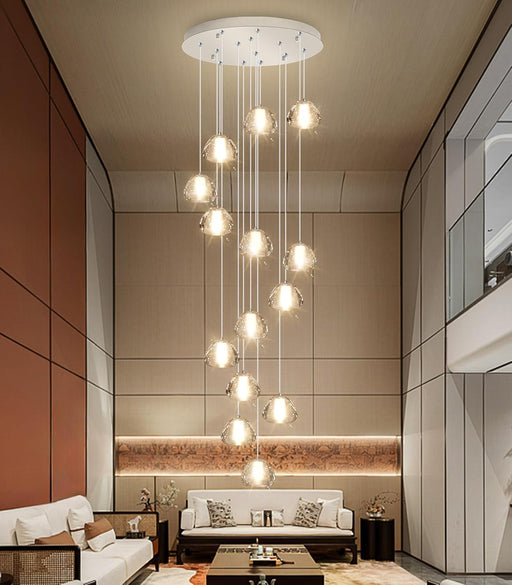 14-Light Gold Chandelier For High Ceiling Hallways