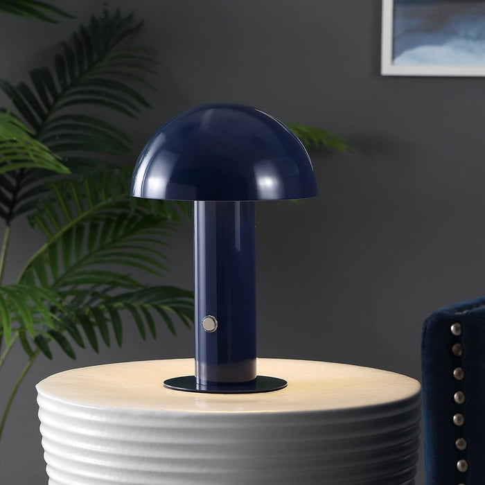 Boletus Mushroom Desk Lamp 10.75" Metal LED, Navy