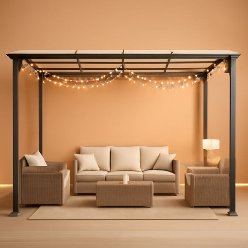 10X28Ft Wall Mounted Gazebo, Hardtop Lean to Gazebo with Aluminum Frame & UV Resistant Polycarbonate Roof, Outdoor Patio Awning for Deck, Porch, Lawn & Backyard