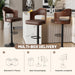 Swivel Bar Stools Set of 3,Bentwood Adjustable Height Barstools | Upholstered Seat,Easy-Clean PU Leather,Back& Footrest, Mid Century Modern Bar Chair for Counter, Kitchen Island, Brown