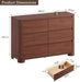 Walnut Dresser for Bedroom with 6 Drawers, 47" W Modern Chest of Drawers with Unique Thickened Foot, Rounded Corner Design, Wooden Dresser Organizer for Bedroom, Living Room, Hallway