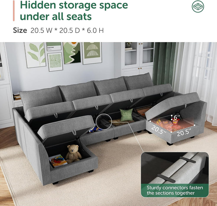 Oversized Modular U-Shaped Sectional Sofa with Storage