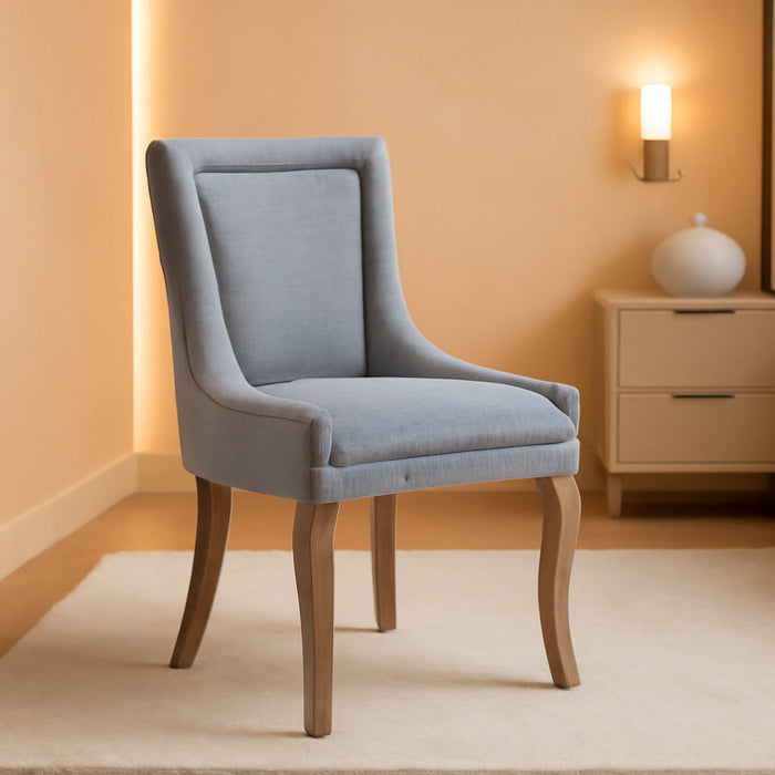 Modern Dining Chairs Set of 2, High Back Dining Chairs Side Chairs with Solid Wood Legs, Upholstered Fabric Dining Room Chairs for Dining Room Kitchen, Grey