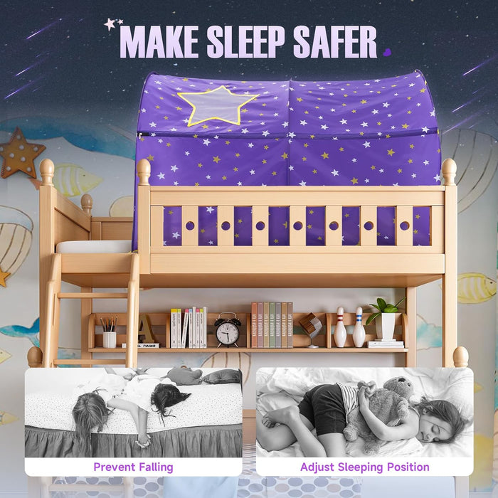 ® Starlight Bed Canopy Dream Kids Play Tents Playhouse Privacy Space Twin Sleeping Indoor Stars Boys Girls Toddlers Pop up Portable Frame Curtains Purple, Patent Pending