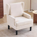 Beige Wingback Accent Chair High Backrest Upholstered