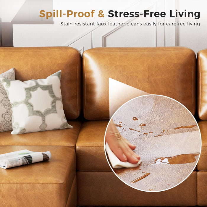 Faux Leather Oversized Accent Chair with Storage Deep Seat Single Sofa Large Reading Armchair for Living Room Bedroom Office Brown