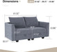 Modern Loveseat Polyester Fabric Loveseat Sofa for Small Space Modular Sofa with Storage Seat, Bluish Grey