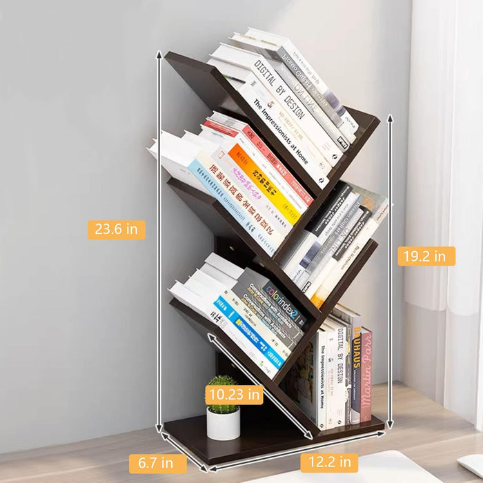 Book Tree Bookshelf, 5-Tier Wood Bookshelf Tree Bookcase for Displaying Books, Cds, Magazines and More at Office, Home or School