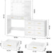 61" Vanity Desk with Mirror & Lights, White Makeup Dressing Table with 8 Drawers & 2 Shelves, 3 Lighting Modes with Adjustable Brightness for Bedroom, White