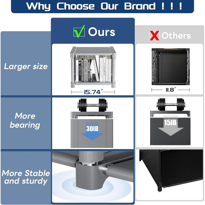 Book Shelf, 12 Cube Storage Organizer, DIY Bookcase, Metal Cube Bookshelf,Tall Book Case for Bedroom, Living Room,Office,Closet Storage Organizer, Grey Cubicle Storage Rack