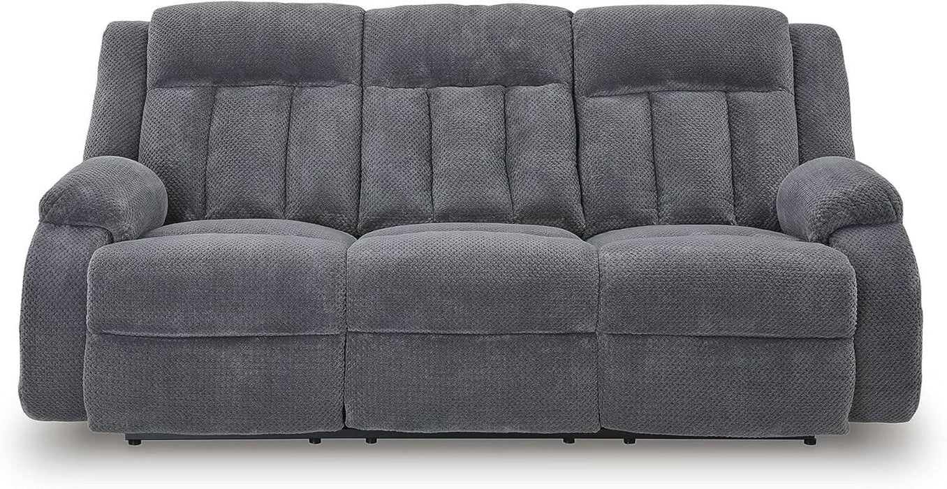Free Wake Modern Dual-Sided Power Reclining Sofa with Drop down Table, USB Charging Port and 2 Cup Holders, Gray