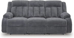 Free Wake Modern Dual-Sided Power Reclining Sofa with Drop down Table, USB Charging Port and 2 Cup Holders, Gray