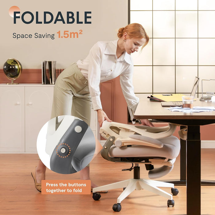 FLEXISPOT Foldex Mesh Ergonomic Office Chair, Folding, Cream 1