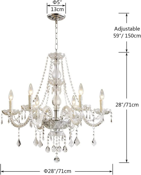 Saint Mossi 6 Light Chandelier Modern K9 Crystal Chandelier Lighting, Clear Crystal Ceiling Light Fixture Pendant Lamp for Dining Room Bathroom Bedroom Livingroom