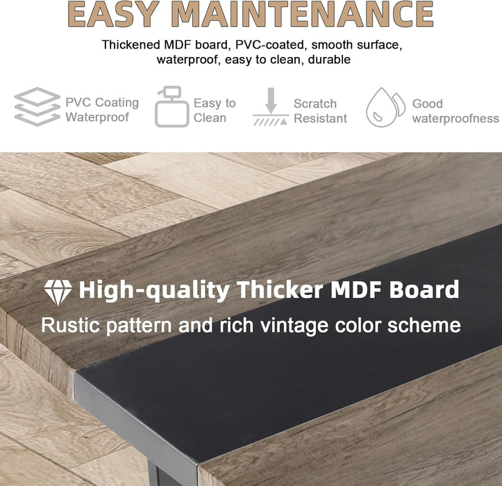 71" 6Ft Large Dinner Table for 6 8 Seat Dining Room Table, Rectangular Farmhouse Modern Kitchen Long Black & Grey Industrial Conference (Grey)