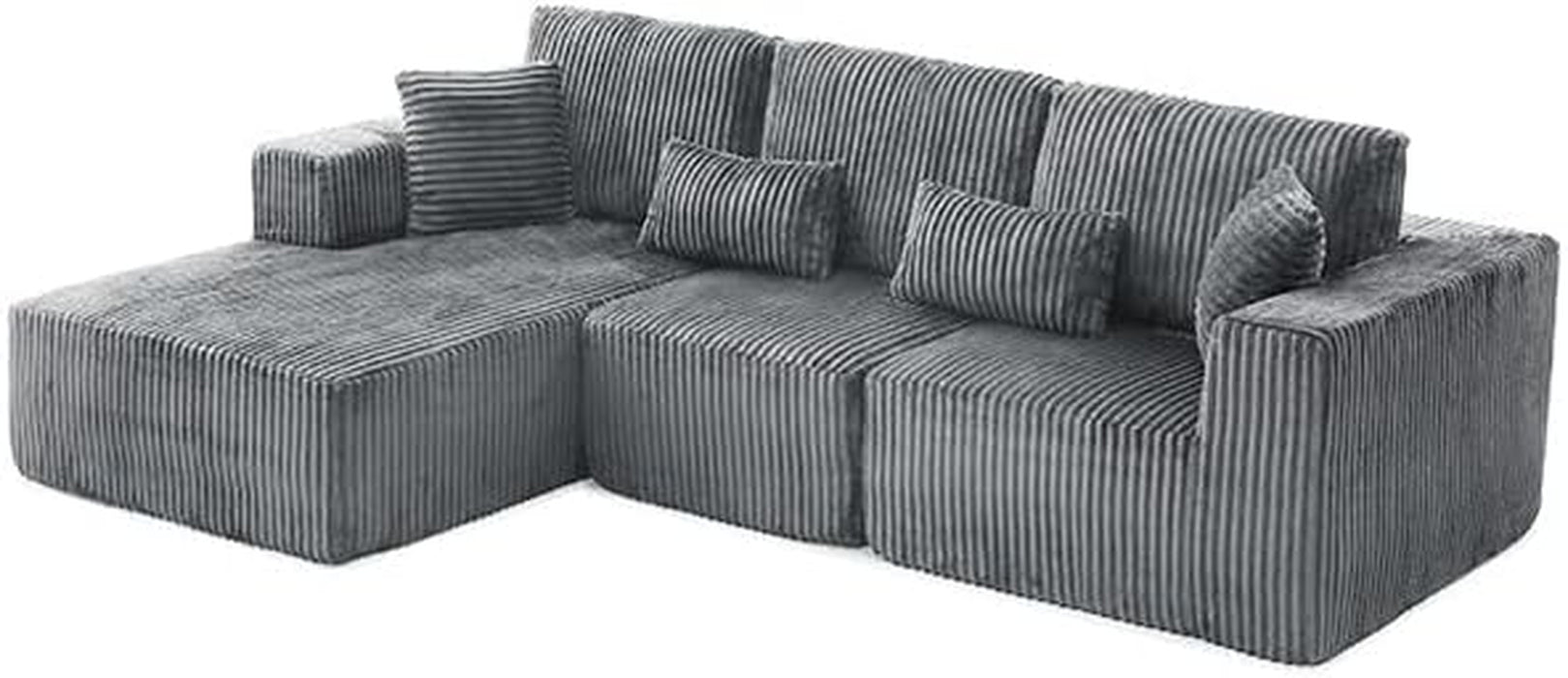 108 Inch Cloud Sectional Sofa Grey UltraSoftChenille