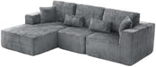108 Inch Cloud Sectional Sofa Grey UltraSoftChenille