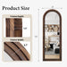Arched Full Length Floor Mirror 63x21Inches Walnut
