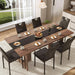 7 Pieces Dining Table & Chairs Set for 4-8 People, 71 Inch Kitchen Table with 6 Chairs, Rectangle Dining Table with Wooden Legs for Dining Room, Living Room, Brown