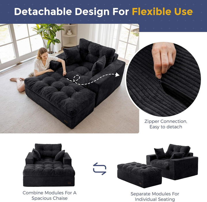 Black Luxurious Modular Sectional Sofa With Chaise