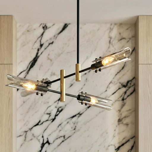 Black Gold FourLight Sputnik Ceiling Chandelier Modern