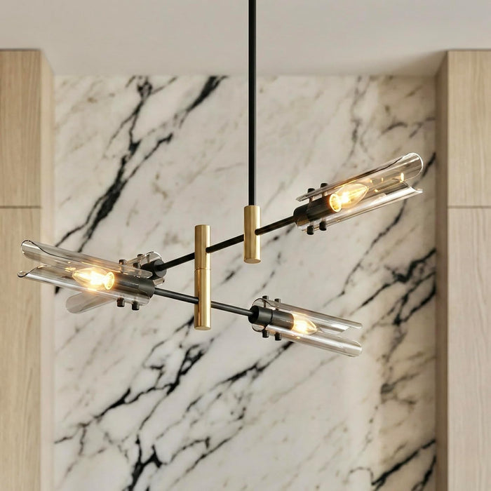 Black Gold FourLight Sputnik Ceiling Chandelier Modern