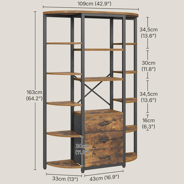6 Tier Bookshelf, Industrial Large Triple Bookcase
