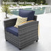 6 PCS Patio Furniture Set with Fire Pit,Rattan Patio Set,Navy Blue