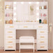 Makeup Vanity Desk with Mirror and Lights White Vanity Desk with Power Outlet 11 Drawers 9 Shelves 3 Color Lighting Modes Vanity for Bedroom Women UBDT86W