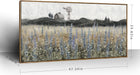 Large Vintage Framed Canvas Wall Art for Living Room, Rustic Farmhouse Countryside Windmill and Barn Landscape Painting, Retro Wildflower Field Meadow Print, 48"X24" Ready to Hang