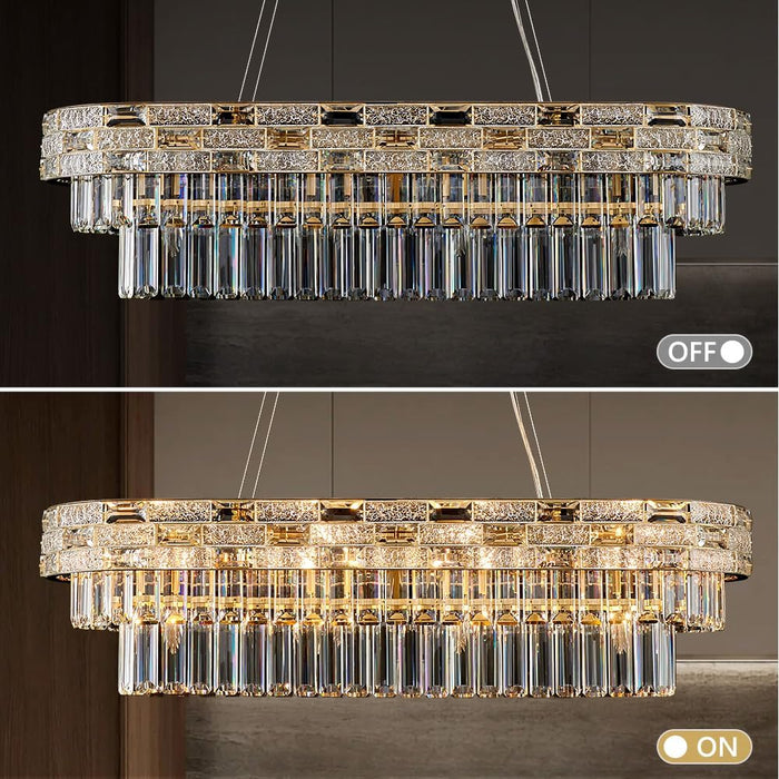 34Inch CrystalChandelier Gold TwelveLights Pendant