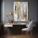 Abstract Wall Art with Gold Foil - 24 X 32 Inches Gold and Gray Canvas Print with Texture for Modern Style Decor，Framed, Ready to Hang