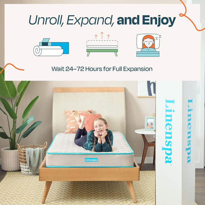 6 Inch Mattress - Firm Feel - Bonnell Spring with Foam Layer - Mattress in a Box - Youth or Kids Bed - Guest Bedroom - Durable and Breathable Support - Affordable - Twin Size