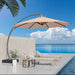 12Ft Offset Cantilever Patio Umbrella with Base Included, Large round Aluminum Outdoor Umbrella, 360° Rotation & Infinite Tilt, Heavy Duty Frame for Deck Pool Backyard, Beige