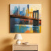 Cityscape Wall Art New York City Canvas for Living Room Painting Brooklyn Bridge Manhattan Bedroom Wall Art for Men Modern Blue Picture Grey Artwork Large Framed Home Office Wall Decor 40"X20"