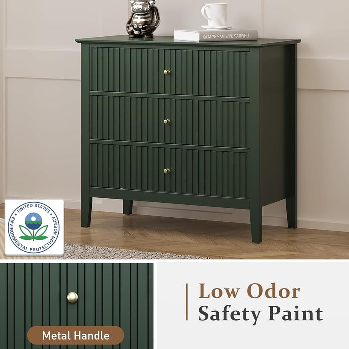 Dark Green Fluted ChestOfDrawers ThirtyTwoInchWide Sturdy