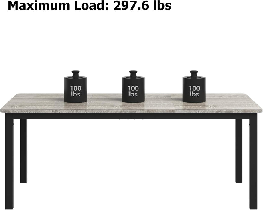 79 Inches Industrial Dining Table Greywashed Finish