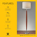 Hudson Floor Lamp - Adjustable Brightness, Perfect Lighting for Bedroom, Living Room and Corner Decor, Maple Eucalyptus Wood & Satin Steel Accents, Soft/White Lampshade