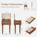 Small Vanity Desk and Vanity Stool Bundle, Vanity Set with Mirror and Stool and Lights, Solid Wood Vanity Desk and Chair Set, Makeup Vanities & Vanity Benches (Vanity 19.6 Inch Wide, Walnut)